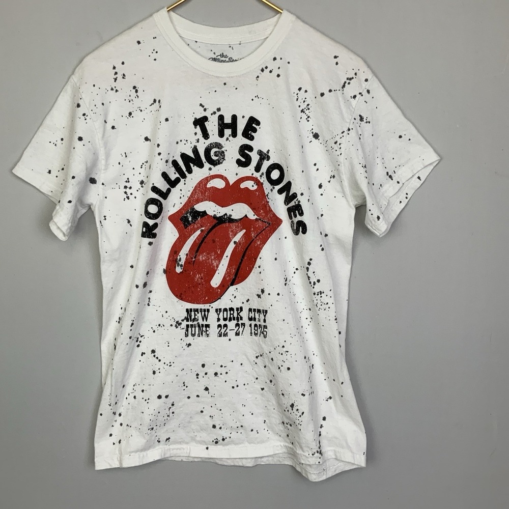 The Rolling Stones Sz Large New York City June 22-27 1975 Paint Splatter T-Shirt
